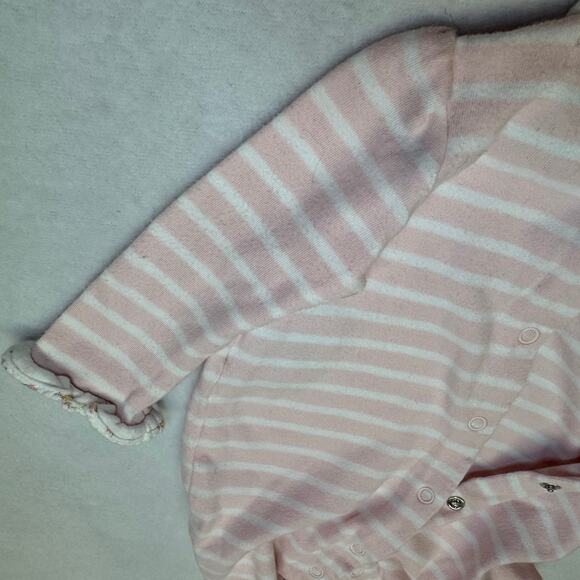 Ralph Lauren 3 MO Baby Girl Button Up Footie Romper Pink White Striped Preppy - Picture 8 of 8
